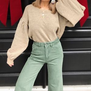 Dl1961 Hepburn high rise green cropped denim jeans size 24